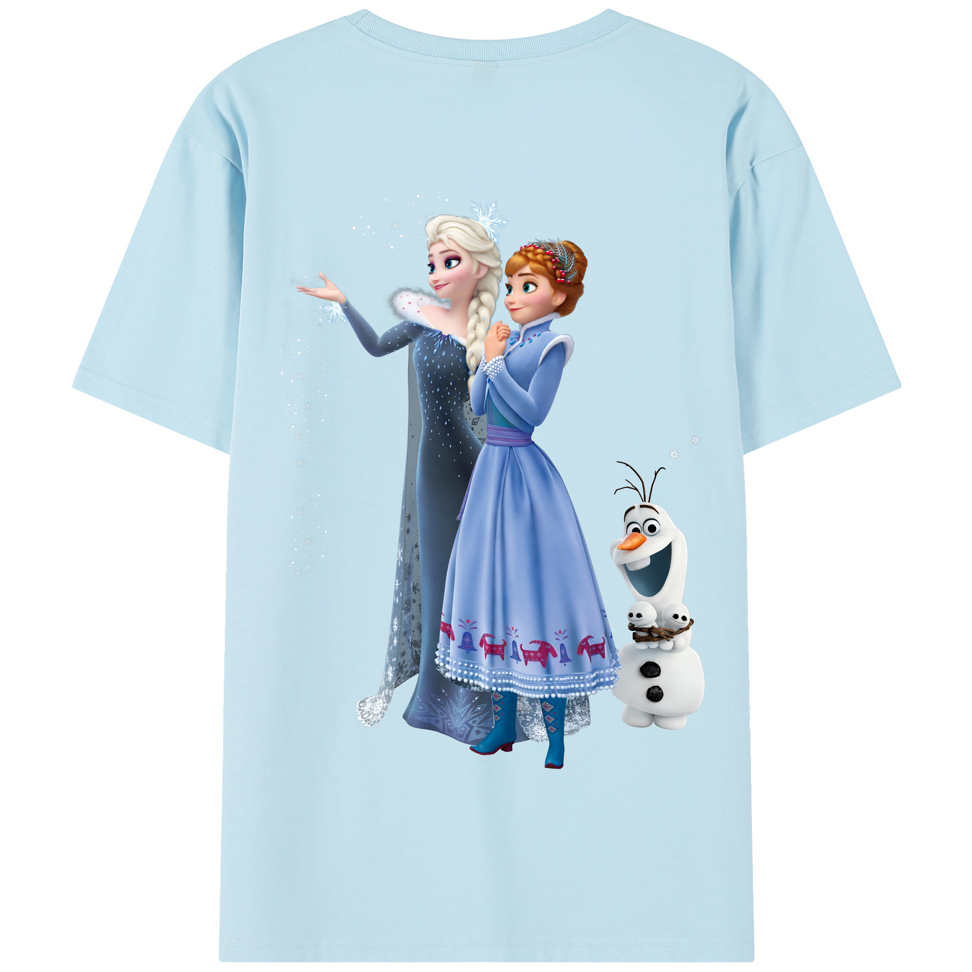 （画像用） アナと雪の女王 アンナ エルサ Frozen Anna Elsa 綿100％半袖Tシャツ（背面プリント）